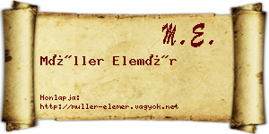 Müller Elemér névjegykártya